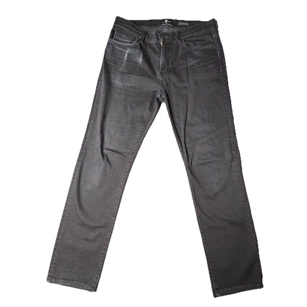 7 For All Mankind Jeans Mens 33x31 Slimmy Slim Fit Stretch Black Medium Wash